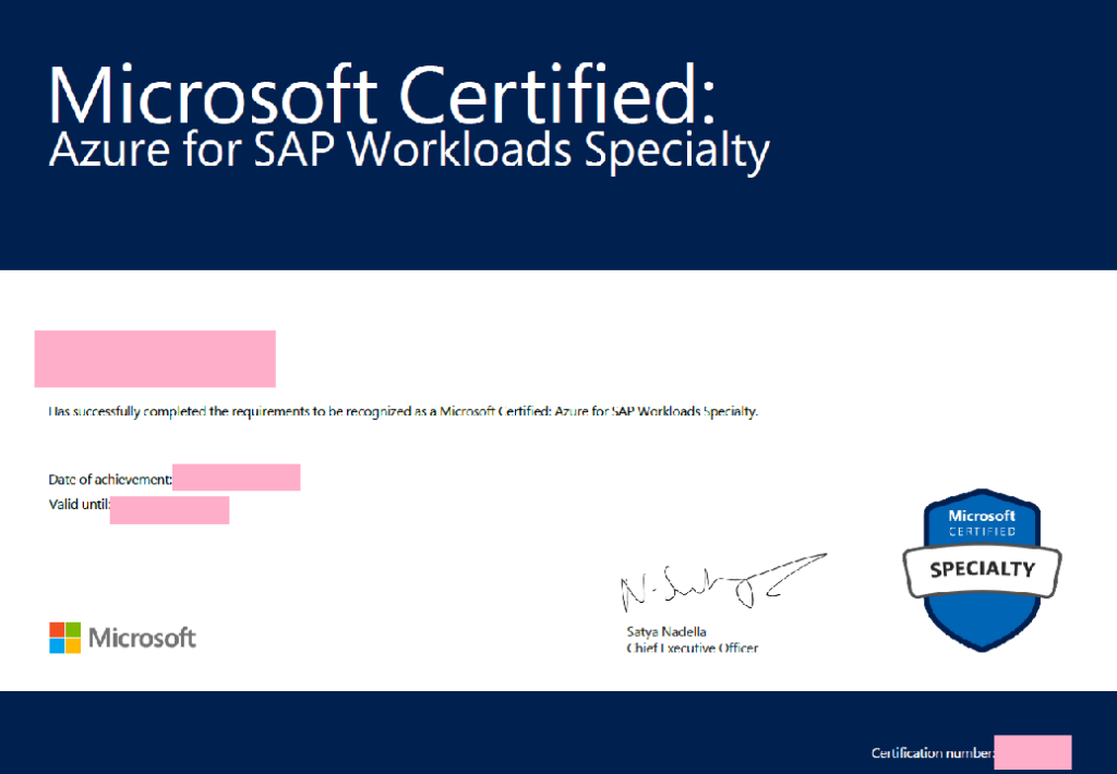 Microsoft Azure for SAP Workloads Specialty